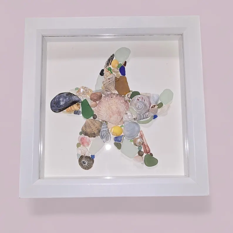 Sea glass and shell starfish