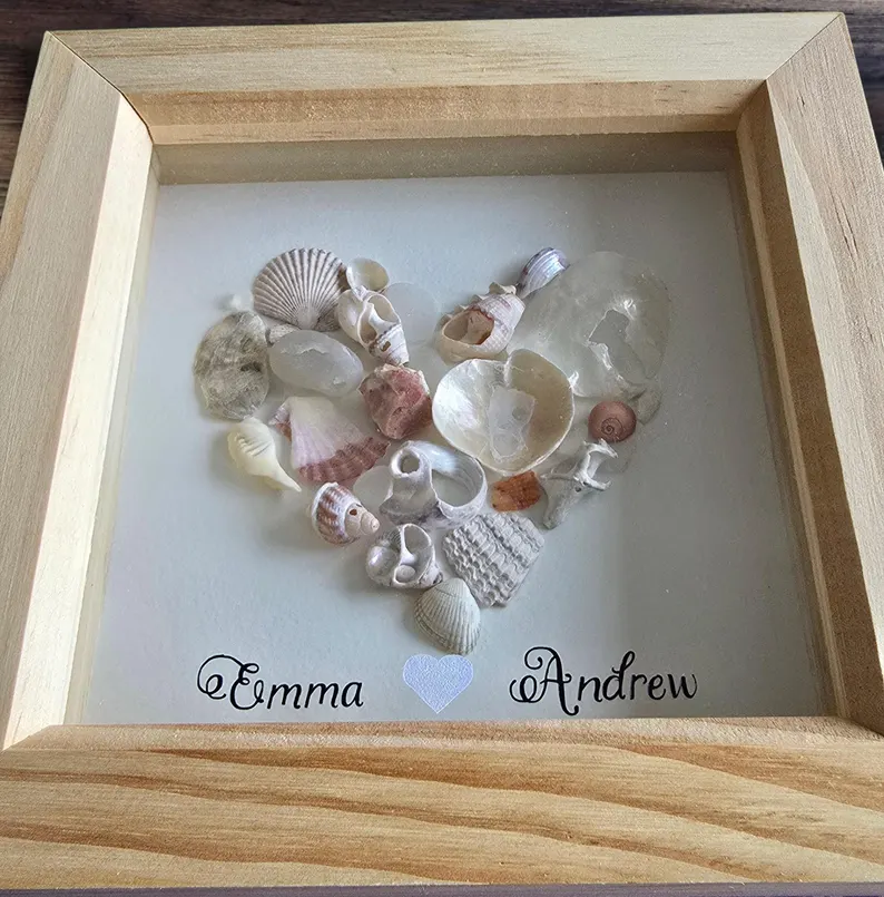 Seashell Heart Frame – Handmade Coastal Wall Art Personalised