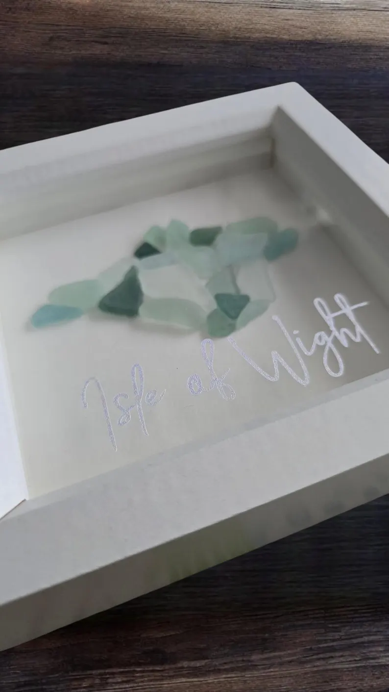 Isle of Wight Sea Glass Art – Handmade Coastal Shadow Box Frame - Image 3